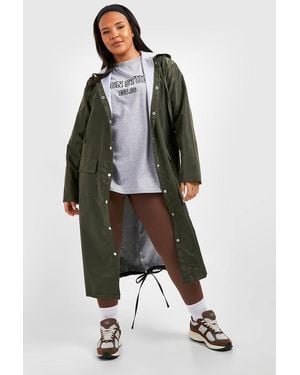 Boohoo Plus Double Layer Shell Longline Rain Parka - Gray