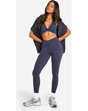 Boohoo Dsgn Studio Supersoft Sculpt Wrap Waist Legging - Blue
