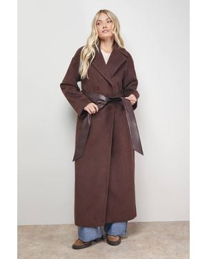 Oasis Relaxed Maxi Belted Coat - Brown
