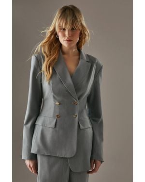 Warehouse Deconstructed Lace Up Blazer - Gray