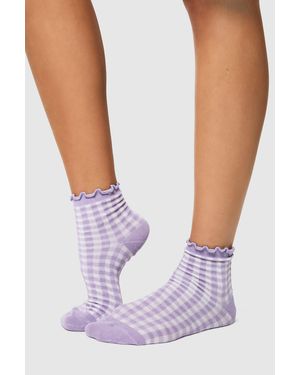 Boohoo Gingham Socks 3 Pack - Purple
