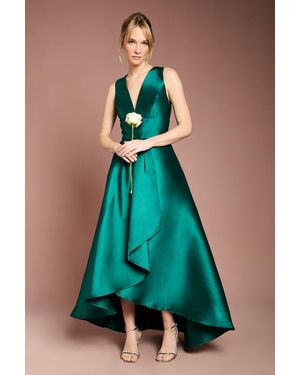 Coast Honoured Sleeveless Plunge Waterfall Twill Maxi Bridesmaid Dress - Blue