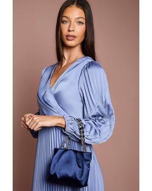 Coast Satin Jeweled Handle Grab Bag - Blue