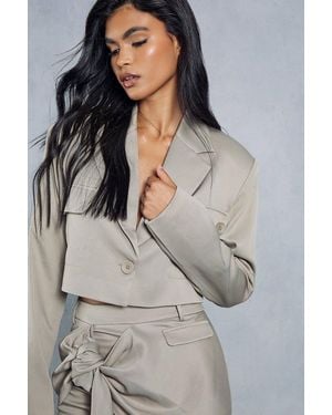 MissPap Tailored Pocket Detail Blazer - Gray