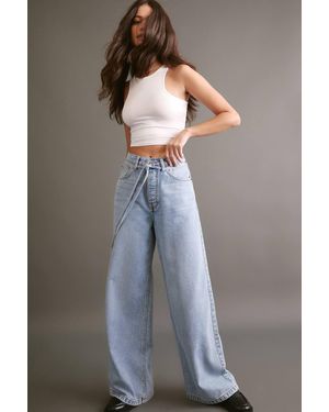 Nasty Gal The Belted Wide Leg Jeans - Gray