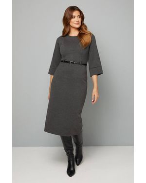 Wallis Viscose Ponte Pocket Detail Shift Dress - Gray