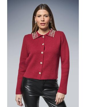 Wallis Embellished Collar Cardigan - Red