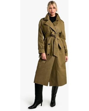 Boohoo Belted Trench Coat - Green