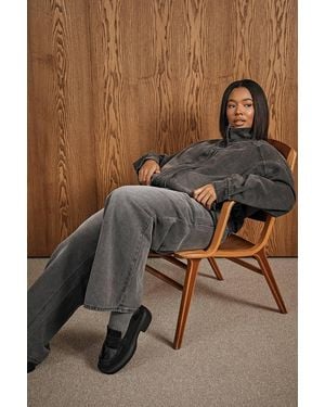 Boohoo Plus Denim Oversized Bomber Jacket - Brown