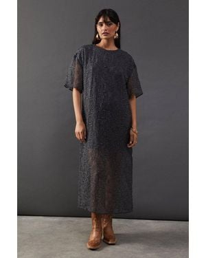 Warehouse Premium Tissue Organza Midaxi T-Shirt Dress - Gray