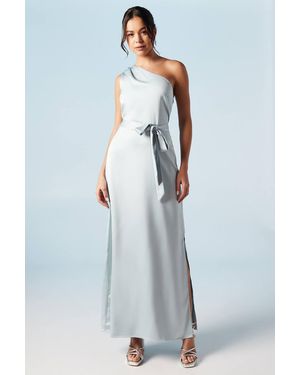 Oasis One Shoulder Satin Maxi Bridesmaid Dress - Blue