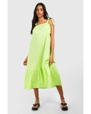 Boohoo Tall Halter Tiered Midaxi Dress - Green