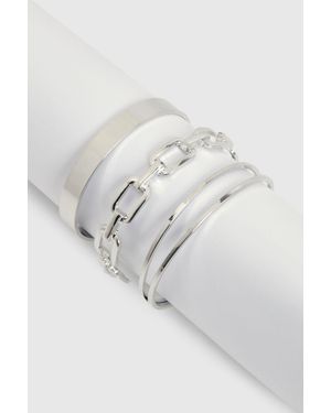 Boohoo Chunky Bangle Bracelet 3 Pack - Gris