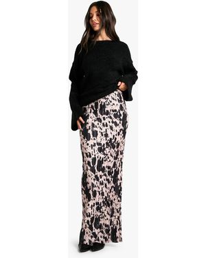 Boohoo Plisse Midi Skirt - Black