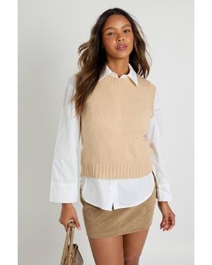 Boohoo Soft Knit Crew Neck Tank - White