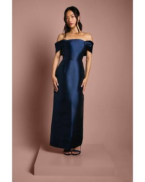 Coast Honoured Twill Bardot Column Midi Bridesmaid Dress - Blue
