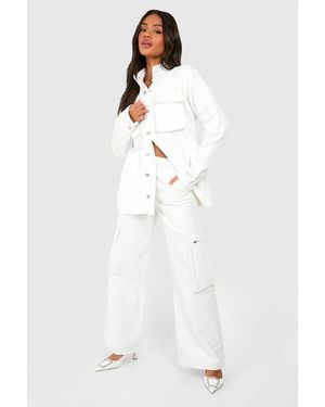 Boohoo Zip Pocket Denim Cargo Jeans - White