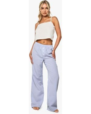 Boohoo Pointelle Cami Top & Wide Leg Trousers Pyjama Set - Azul