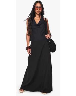 Boohoo Linen Look A Line Maxi Skirt - Black
