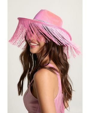 Boohoo Halloween Pink Tassel Embellished Western Hat - Rosa