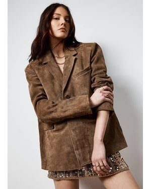 Nasty Gal Real Suede Oversized Jacket - Brown