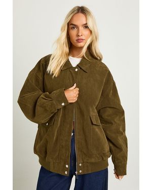 Boohoo Oversized Faux Suede Jacket - Verde