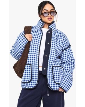 Boohoo Printed Oversized Jacket - Blue