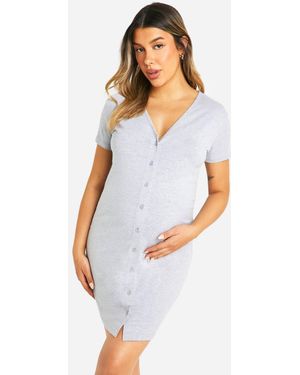 Boohoo Maternity 2 Pack Button Front Nightie - Black