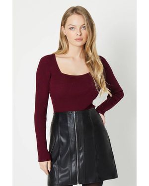 Oasis Square Neck Sweater - Red