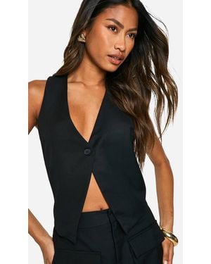 Boohoo Twist Back Detail One Button Waistcoat - Black