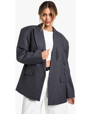 Boohoo Extreme Lapel Oversized Open Blazer - Blue