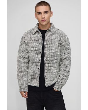 Boohoo Regular Textured Boucle Overshirt - Grey