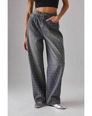 Warehouse Hotfix Embellished Denim Boyfriend Jean - Gray