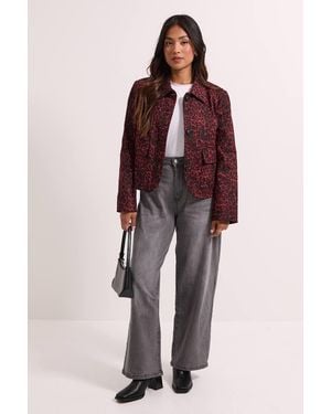 Dorothy Perkins Petite Animal Print Pocket Detail Jacket - Red