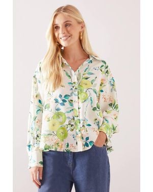 Wallis Petite Fruit Print Button Shirt - Blue