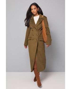 Wallis Double Breasted Pocket Detail Coat - Green