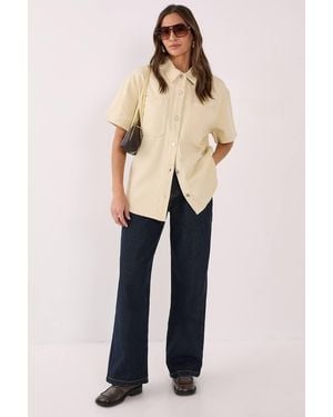 Nasty Gal Denim Short Sleeve Oversized Shirt - Natural