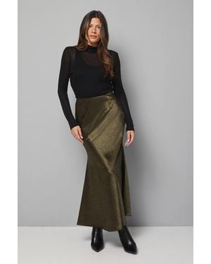 Wallis Satin Bias Cut Skirt - Gray
