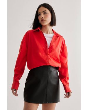 Nasty Gal Cotton Oversized Shirt - Red