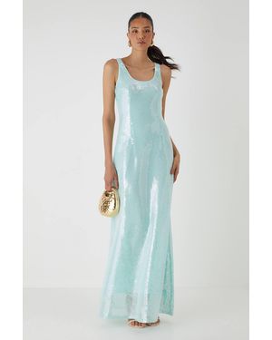 MissPap Scoop Neck Sequin Maxi Dress - Blue