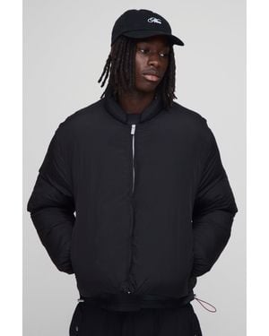 BoohooMAN Boxy Fit Mono Padded Bomber Neck Puffer Jacket - Blue