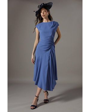 Coast Drape Side Cap Sleeve Midi Dress - Blue