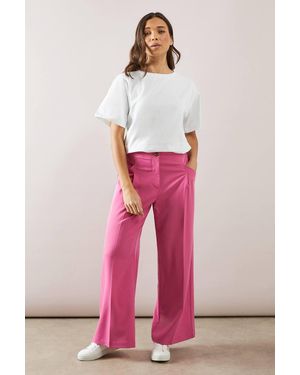 Wallis Petite Wide Leg Pleat Detail Trouser - Pink