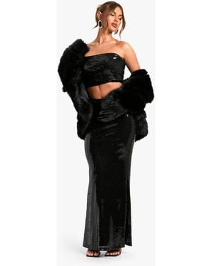 Boohoo Sequin Maxi Skirt - Black