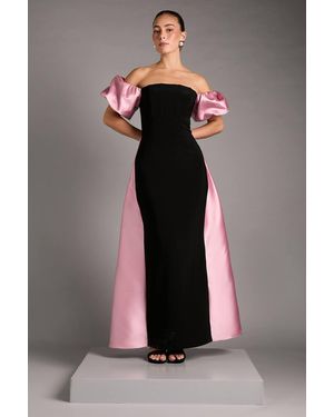 Coast Bardot Puff Sleeve Strapless Maxi Dress With Full Skirt Back Detail - Multicolor
