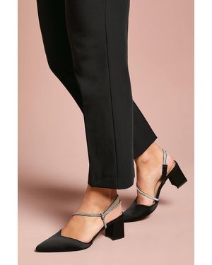 Coast Wide Fit Deyla Satin Diamante Asymmetric Strap High Clock Heel Court Shoes - Black