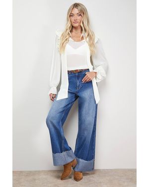 Oasis Denim Turnup Straight Leg Jean - Blue