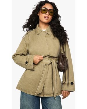 Boohoo Belted Short Trench Coat - Brown