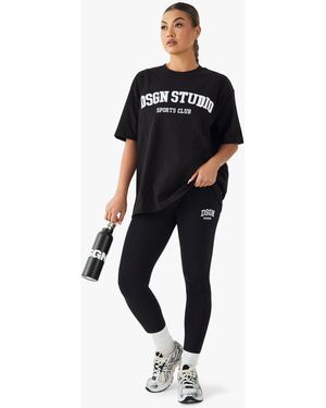DSGN Studio Embroidered High Waist Legging - Black