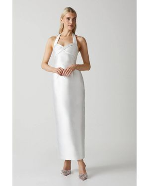 Coast Halterneck Twill Column Wedding Dress - White